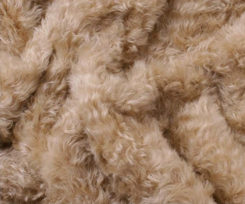 Mohair - Dicht gekruld - ca 25mm pool - lap 30x70cm - Beige (feb253)