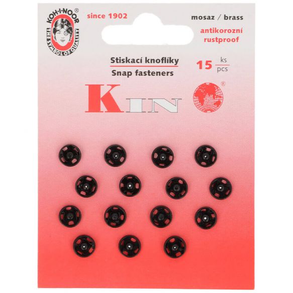Aannaaidrukknopen 7 mm zwart (15stuks)