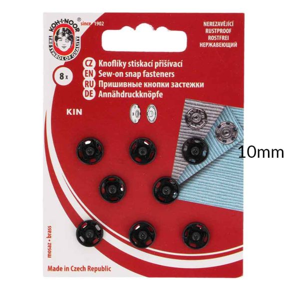 Aannaaidrukknopen 9 mm zwart (15stuks)