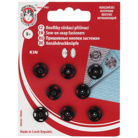 Aannaaidrukknopen 10 mm zwart (8 stuks)