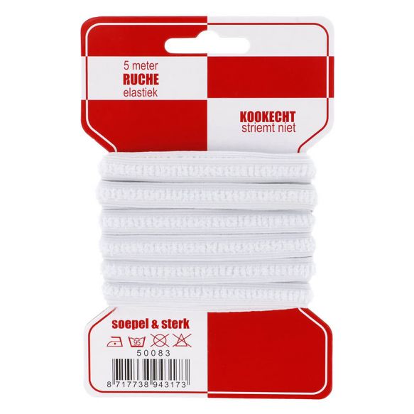 Rode kaart ruche elastiek 5 m