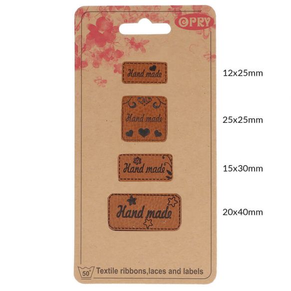 Skai-leren handmade labels - 4 labels per verpakking