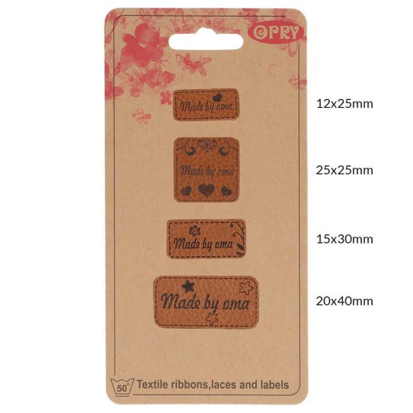 Skai-leren handmade labels - 4 labels per verpakking