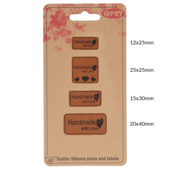 Skai-leren handmade labels - 4 labels per verpakking
