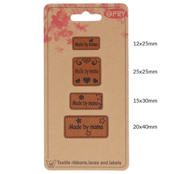 Skai-leren handmade labels - 4 labels per verpakking