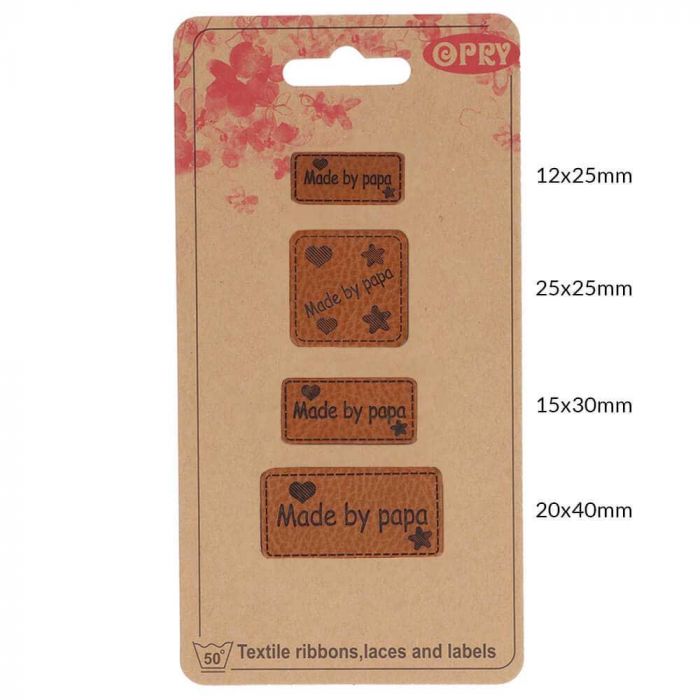 Skai-leren handmade labels - 4 labels per verpakking