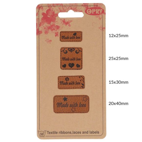 Skai-leren handmade labels - 4 labels per verpakking