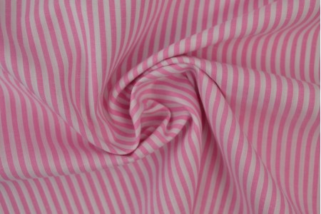 Katoen streep 2,5 mm - roze - 150 cm breed