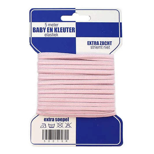 Baby - kleuter elastiek - 6mm x 5m - roze