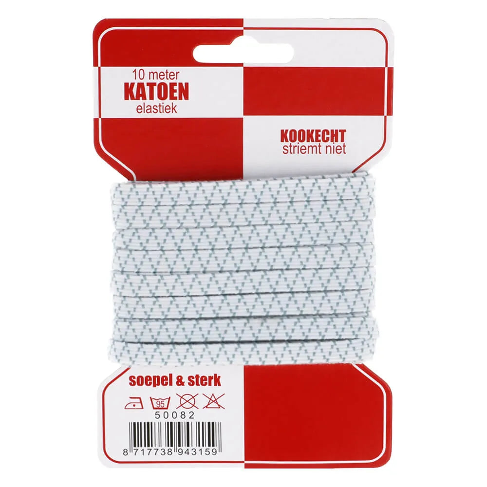 Rode kaart katoen elastiek 6mm - 10 m