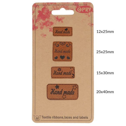 Skai-leren handmade labels - 4 labels per verpakking