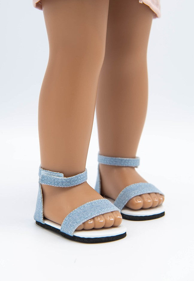 I'm A Girly poppenschoen - sandaal jeans - pop maat 43-46 cm - baby born